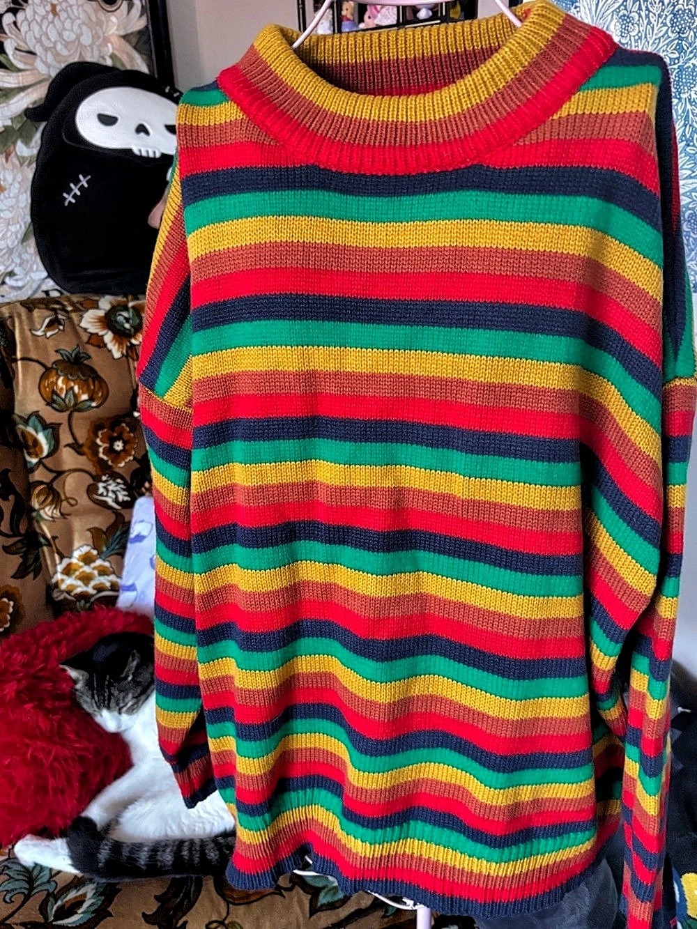 Mockneck Sweater Red & Green